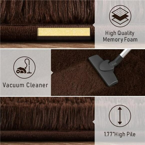 Brown Fluffy Area Rug 2x6 Ultra Soft Shag Carpet for Bedroom Living Room Kids - Picture 5 of 8